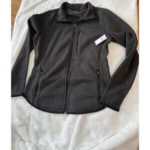 Dark Gray Fleece Jacket with Full Zip and Pockets, Size Small